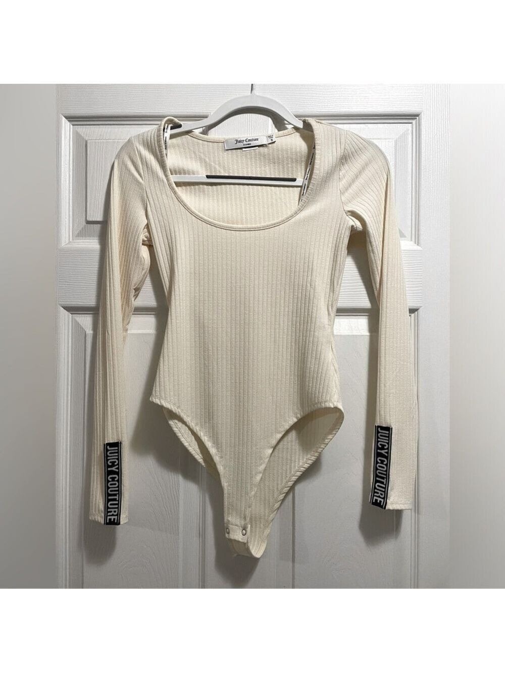 Juicy Couture Cream Ribbed Long Sleeve Body Suit Size XS